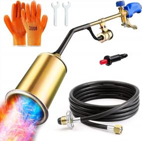 img 4 attached to Seesii 500,000BTU Heavy Duty Propane Torch Weed Burner With Electronic Igniters, Control Valve, And 9.8FT Hose For Garden, Roofing, BBQ Lighter, Snow Melting - Includes Wrenches And Gloves