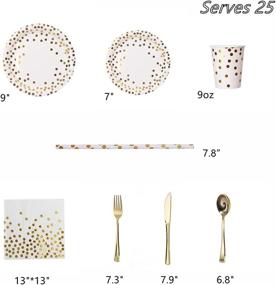 img 3 attached to 🎉 Premium 200-Piece Gold Dot Party Supplies - Elegant Gold Dot on White Paper Plates, Napkins, Cups, and Silverware Sets for Weddings, Bridal Showers, Baby Showers, and Holiday Parties - Serves 25 Guests