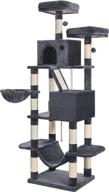 🐱 feandrea 81.1-inch large cat tree with 13 scratching posts, 2 perches, 2 caves, basket, hammock, pompoms, multi-level plush cat condo for indoor cats, smoky gray - enhanced seo logo