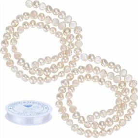 img 4 attached to 130PCS Natural Baroque Freshwater Pearls With Elastic String For DIY Jewelry Making In White Color By BUUFAN