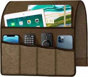 img 4 attached to Armchair Caddy With 5 Velvet Pockets - Remote Control Holder, Magazine Organizer For Recliner, Couch, Sofa Armrest - Compatible With Tablet, Phone, IPad, & Coffee