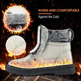 img 2 attached to HARENCE Winter Snow Boots For Women Comfortable Outdoor Anti-Slip Ankle Boots Suede Warm Fur Lined Booties Lace Up Flat Platform Shoes
