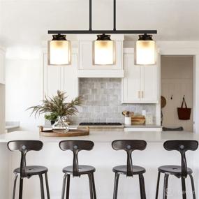 img 3 attached to 🌾 DLLT 3-Light Pendant Light Fixture: Industrial Farmhouse Kitchen Island Lighting with Glass Shade for Dining Room, Foyer, Restaurant, Bar - E26 Base