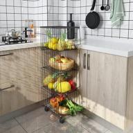 organize your kitchen with benoss 4-layer metal fruit basket on wheels! logo