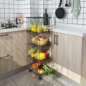img 4 attached to Organize Your Kitchen With BENOSS 4-Layer Metal Fruit Basket On Wheels!
