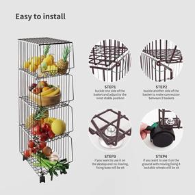 img 1 attached to Organize Your Kitchen With BENOSS 4-Layer Metal Fruit Basket On Wheels!