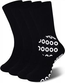 img 4 attached to 4 Pairs Black Large JSPA Business Crew Socks Soft Outdoor Recreation Light Weight Casual