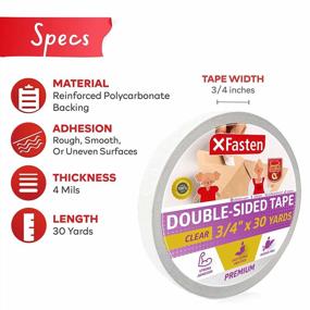 img 3 attached to XFasten Clear Double Sided Sticky Tape: Removable, Anti-Scratch Cat Training Tape, Carpet & Woodworking Adhesive - 3/4 Inch X 30 Yards Single Roll