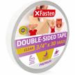 xfasten clear double sided sticky tape: removable, anti-scratch cat training tape, carpet & woodworking adhesive - 3/4 inch x 30 yards single roll logo