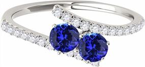 img 3 attached to MauliJewels 14K White Gold Two Stone Tanzanite & Diamond Engagement Ring - 1.16 Carat Prong-Set Gemstone Wedding Jewelry For Women