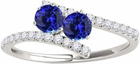 img 4 attached to MauliJewels 14K White Gold Two Stone Tanzanite & Diamond Engagement Ring - 1.16 Carat Prong-Set Gemstone Wedding Jewelry For Women