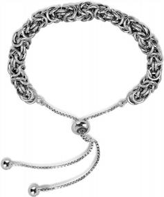img 4 attached to Women'S Sterling Silver Sliding Bolo Byzantine Bracelet By LeCalla Jewelry