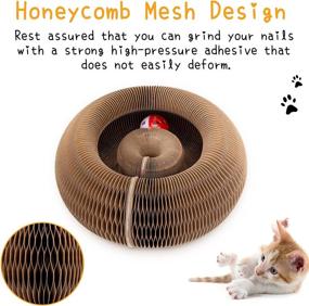 img 3 attached to Magic Organ Cat Scratching Board: Foldable, Convenient and Durable Cat Scratcher with Toy Bell Ball