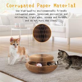 img 1 attached to Magic Organ Cat Scratching Board: Foldable, Convenient and Durable Cat Scratcher with Toy Bell Ball