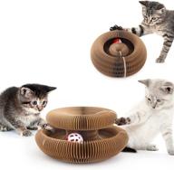 magic organ cat scratching board: foldable, convenient and durable cat scratcher with toy bell ball logo