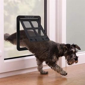 img 4 attached to 🐾 Papipet Lockable Sliding Screen Pet Door for Small Dogs & Cats - Self-Closing, Magnetic with Locking Function (S, Black)