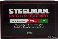 🔧 steelman 1/4-inch tire repair patch/plug combo for tubeless tires - 1-piece fix, chemical/heat cure, lead wire, box of 25 logo
