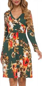 img 3 attached to Floral Tunic Wrap Dress With Long Sleeves And Pockets For Women'S Casual Fall Fashion By LAINAB