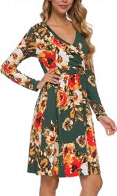 img 2 attached to Floral Tunic Wrap Dress With Long Sleeves And Pockets For Women'S Casual Fall Fashion By LAINAB