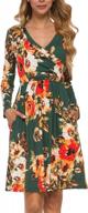 платье-туника с запахом и цветочным принтом с длинными рукавами и карманами для женщин повседневная осенняя мода от lainab логотип