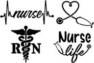 🩺 premium nurse decal collection: heartbeat, heart, nurse life, rn caduceus (black, small ~3.5") - set of 4 логотип