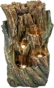 img 3 attached to Zen Tree Trunk Water Fountain With LED Lights - 15.75" Indoor/Outdoor Tabletop Relaxation Feature For Meditation And Decoration