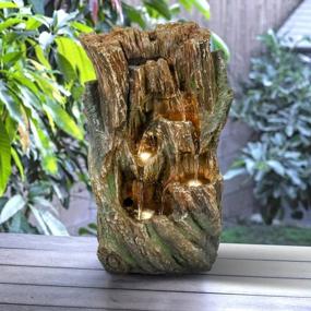 img 4 attached to Zen Tree Trunk Water Fountain With LED Lights - 15.75" Indoor/Outdoor Tabletop Relaxation Feature For Meditation And Decoration