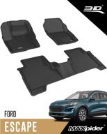 🚗 premium custom fit all-weather car floor mats for ford escape 2015-2019 - 3d maxpider kagu liners (1st & 2nd row, black) logo