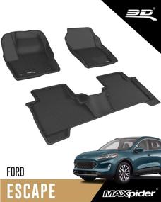 img 4 attached to 🚗 Premium Custom Fit All-Weather Car Floor Mats for Ford Escape 2015-2019 - 3D MAXpider Kagu Liners (1st & 2nd Row, Black)