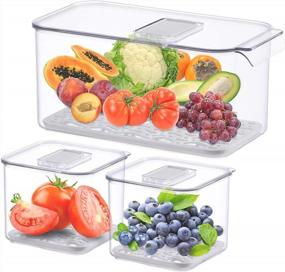 img 4 attached to MDHAND Fridge Organizer Bins Refrigerator Organizer Bins For Produce, Fruit Storage Containers For Fridge, Produce Saver Containers Refrigerator Organizer Bins With Lid, Food Storage Containers Set