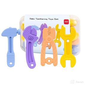 img 4 attached to 👶 Zdolmy Teething Toys: BPA-Free Silicone Set for 0-12 Months - 4 Pack