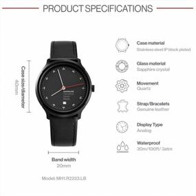 img 2 attached to Mondaine Helvetica Stainless Steel Quartz Watch With Leather Strap, Black, 20 (Model: MH1.R2223.LB)