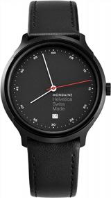 img 4 attached to Mondaine Helvetica Stainless Steel Quartz Watch With Leather Strap, Black, 20 (Model: MH1.R2223.LB)