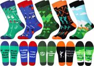 jeasona men's novelty dress crew socks with crazy fun designs - perfect men's gift logo