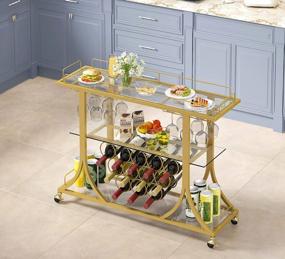 img 2 attached to Stylish And Functional 3-Tier Gold Bar Cart With Wine Rack And Glass Holder For Perfect Entertaining And Decorative Home Accent