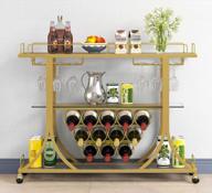 stylish and functional 3-tier gold bar cart with wine rack and glass holder for perfect entertaining and decorative home accent logo