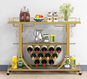 img 4 attached to Stylish And Functional 3-Tier Gold Bar Cart With Wine Rack And Glass Holder For Perfect Entertaining And Decorative Home Accent