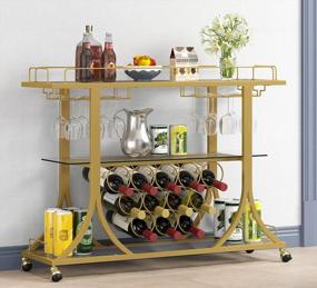 img 3 attached to Stylish And Functional 3-Tier Gold Bar Cart With Wine Rack And Glass Holder For Perfect Entertaining And Decorative Home Accent