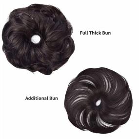 img 3 attached to Get The Perfect Messy Bun Look With REECHO'S Long Tousled Hair Bun Extensions - Black Brown