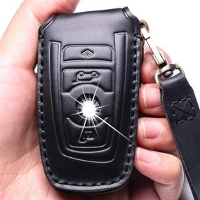 img 1 attached to ZiHafate Car Key Fob Cover with Keyless Remote Control - B Black