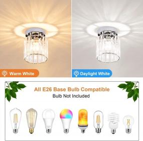 img 1 attached to TISLYCO 2 Pack Mini Semi Flush Mount Ceiling Light Fixture With Clear Shade, Modern Crystal Ceiling Lamp Indoor Close To Ceiling Light Fixtures For Hallway Entryway Bedroom Kitchen Dining Living Room