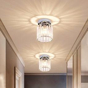 img 4 attached to TISLYCO 2 Pack Mini Semi Flush Mount Ceiling Light Fixture With Clear Shade, Modern Crystal Ceiling Lamp Indoor Close To Ceiling Light Fixtures For Hallway Entryway Bedroom Kitchen Dining Living Room