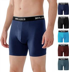 img 4 attached to Molasus Men'S Soft Cotton Boxer Briefs With Open Fly And Tagless Design