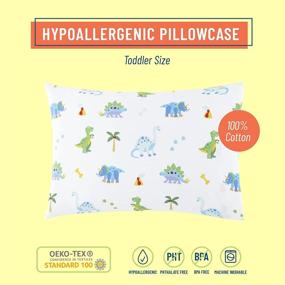 img 3 attached to Wildkin 100% Cotton Hypoallergenic Toddler Pillow Case For Boys & Girls, Measures 19 X 13.5 Inches Kids Pillowcase, Pillow Cover Fits A Toddler Sized Pillow (Dinosaur Land)