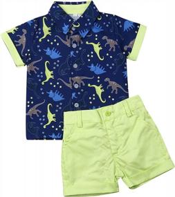 img 4 attached to 2Pcs Toddler Boy Clothes Shorts Set Animal Bowtie Tops Shirt+Pants Outfit Playwear Gentlemen Set