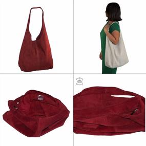img 1 attached to Suede Italian Leather Hobo Shoulder Bag Slouch Handbag For Women By Dazoriginal