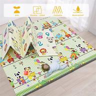 👶 large folding non-toxic foam baby play mat - waterproof 0.6 in reversible crawling mat for floor, indoor outdoor use - animal train design for infants and toddlers logo
