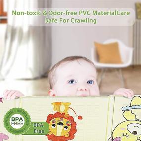 img 3 attached to 👶 Large Folding Non-Toxic Foam Baby Play Mat - Waterproof 0.6 in Reversible Crawling Mat for Floor, Indoor Outdoor Use - Animal Train Design for Infants and Toddlers