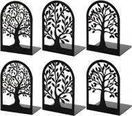 3 пары больших черных металлических подставок для книг - прочные декоративные подставки для книг в виде деревьев для полок домашнего офиса, 6,5 x 4,7 x 3,5 логотип