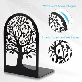 img 2 attached to 3 Pairs Large Black Metal Bookends - Heavy Duty Decorative Tree Book Ends For Home Office Shelves, 6.5" X 4.7" X 3.5